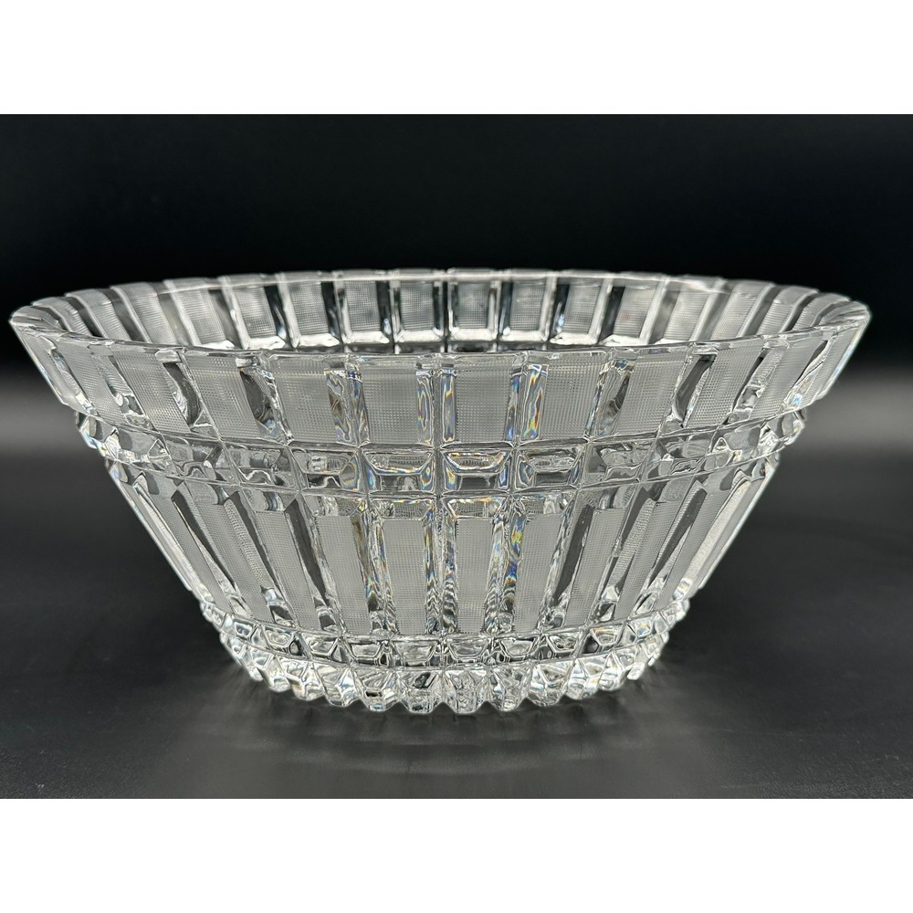 Vintage Russian Cut Lead Crystal Bowl 11in Oval Scalloped Serving Dish Clear - Picture 1 of 8